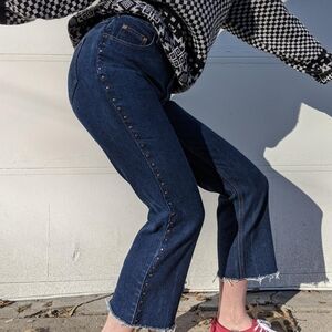 No Boundaries Dark Blue Cropped Jeans w Studded Hems | Size 6